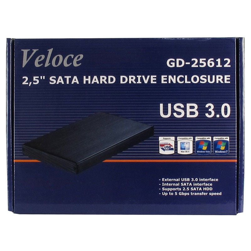 INTER-TECH GD-25612 Veloce USB 3.0 za disk 6,35cm (2,5") črno zunanje ohišje