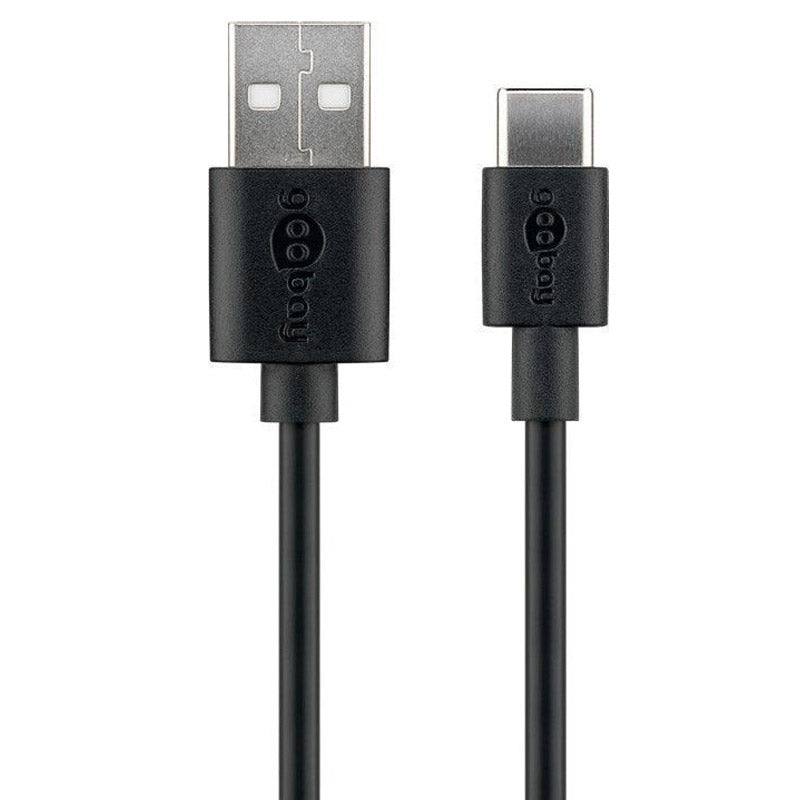 GOOBAY USB-A 2.0 na USB-C 3m črn polnilni in sinhronizacijski kabel