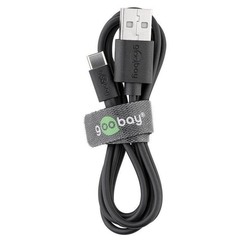 GOOBAY USB-A 2.0 na USB-C 3m črn polnilni in sinhronizacijski kabel