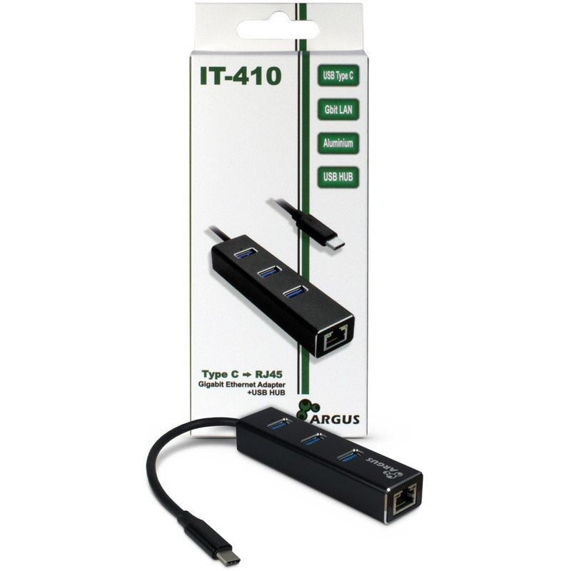INTER-TECH ARGUS IT-410 gigabit LAN USB Type C 3-port Hub mrežni adapter