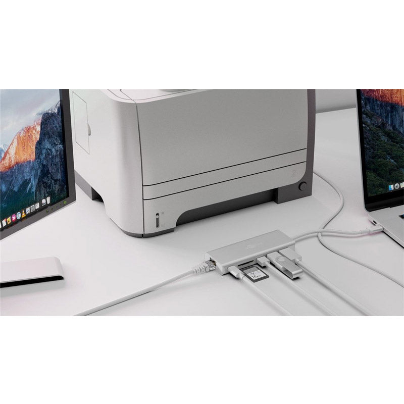 GOOBAY USB-C / RJ45 + HDMI + 2xUSB 3.0 + USB-C + SD srebrna priklopna postaja