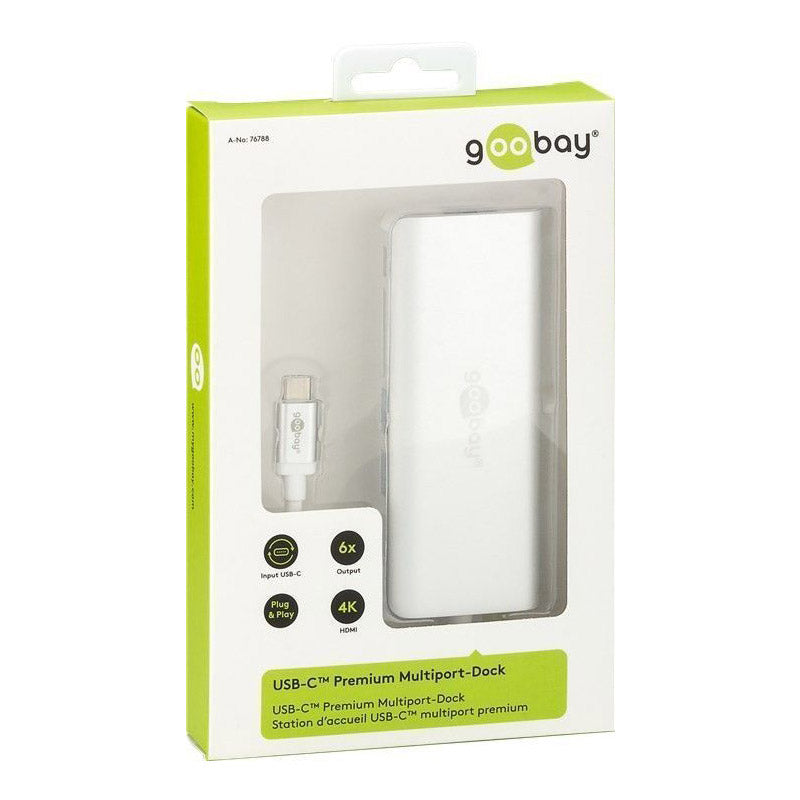 GOOBAY USB-C / RJ45 + HDMI + 2xUSB 3.0 + USB-C + SD srebrna priklopna postaja