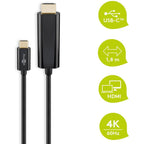 GOOBAY USB-C (M) na HDMI (M) 4K 60Hz 1,8 m črn kabel