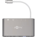 GOOBAY USB-C / RJ45 + HDMI + VGA + miniDP + 3xUSB3.0 + 3,5mm + SD reža srebrna priklopna postaja