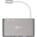 GOOBAY USB-C / RJ45 + HDMI + VGA + miniDP + 3xUSB3.0 + 3,5mm + SD reža srebrna priklopna postaja