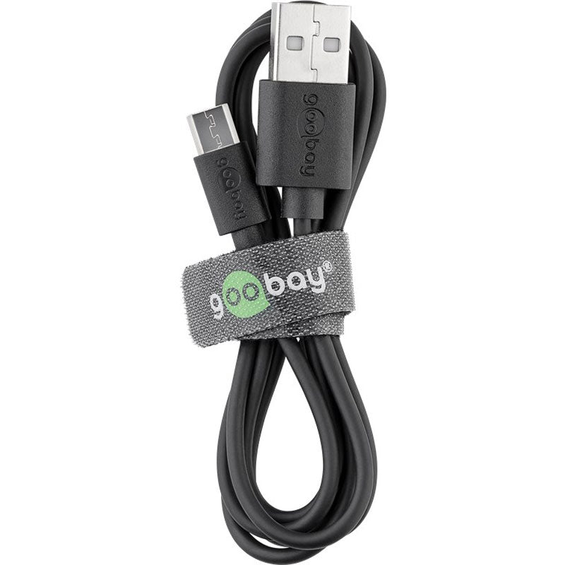 GOOBAY USB (Type A) na microUSB (Type B) 0,5m črn polnilni kabel