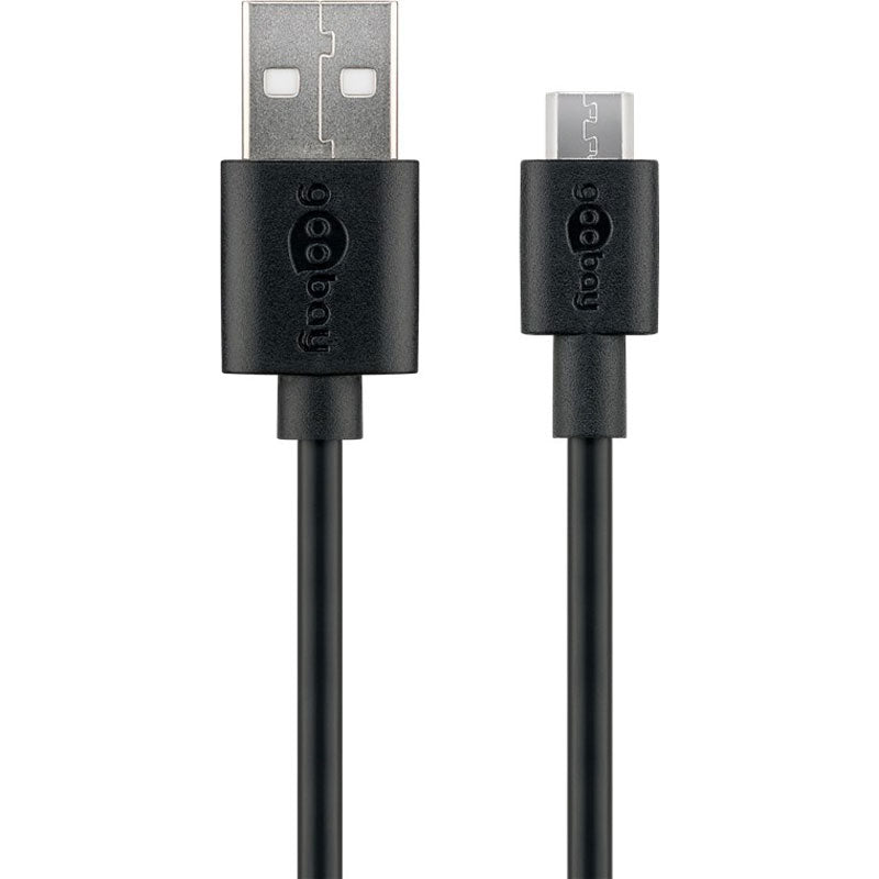 GOOBAY USB 2.0 (M) na microUSB (Type B) 1m črn polnilni kabel