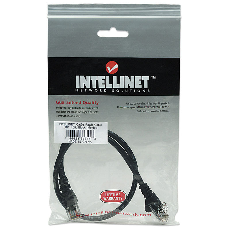 INTELLINET CAT5e UTP 0,5m črn mrežni priključni patch kabel
