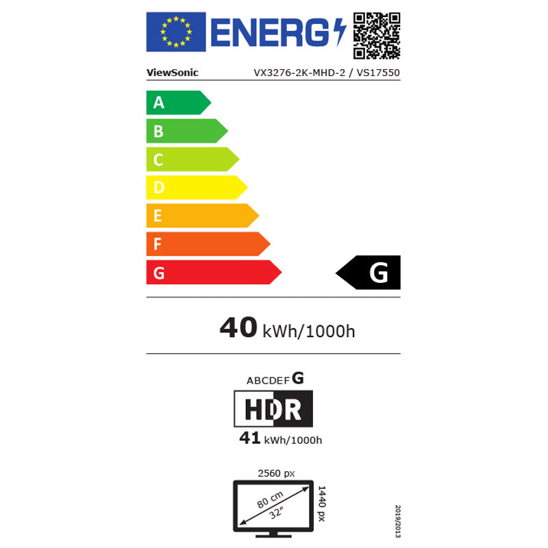 VIEWSONIC VX3276-2K-MHD-2 81,28cm (32") QHD IPS DP/MDP/HDMI HDR10 monitor