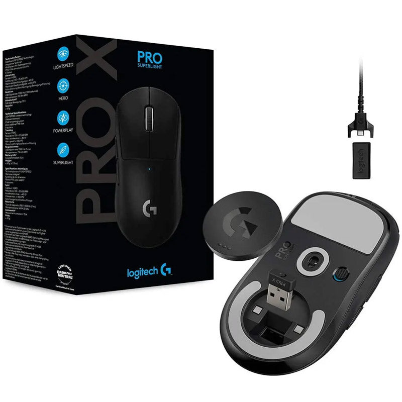 LOGITECH G PRO X Superlight brezžična optična igralna miška s senzorjem, črna