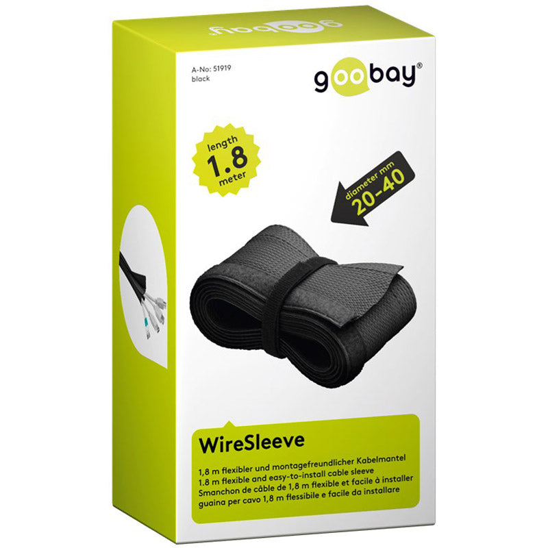 GOOBAY 1,8m fleksibilni WireSleeve črn urejevalnik kablov
