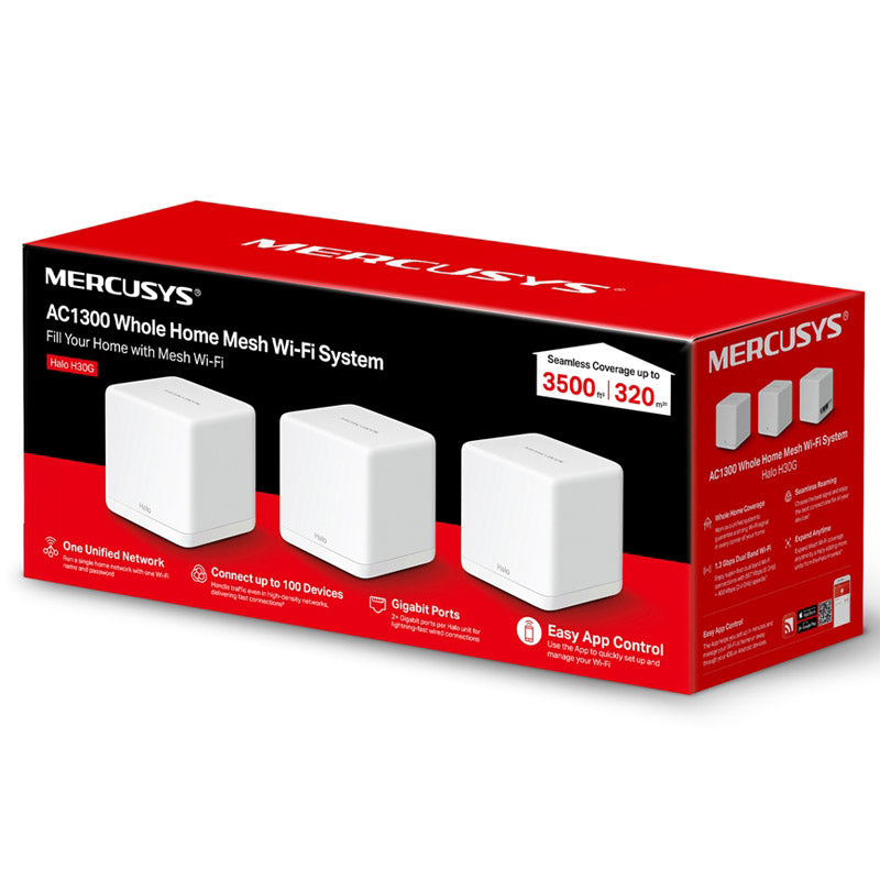 MERCUSYS HALO H30G (3-paket) AC1300 brezžični usmerjevalnik/dostopna točka