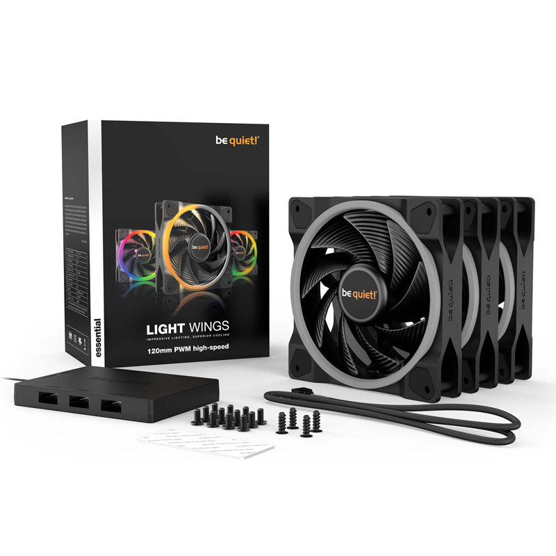 BE QUIET! LIGHT WINGS visokohitrostni (BL077) Triple-Pack RGB 120mm 4-pinski PWM ventilator