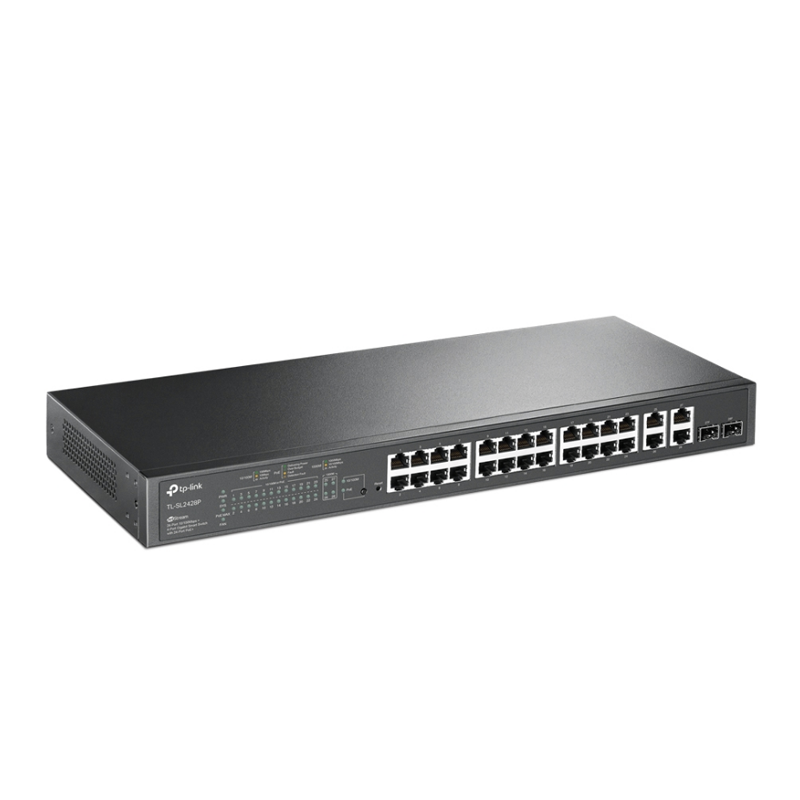 TP-LINK JetStream TL-SL2428P 28-vratno 24x 10/100Mbps PoE+ RJ45 2x gigabitno RJ45 2x SFP/RJ45 Combo pametno mrežno stikalo