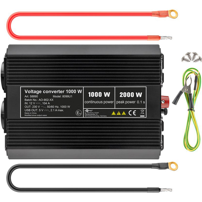 GOOBAY 12V-230V DC/AC USB-5V 1000W pretvornik inverter napajalnik