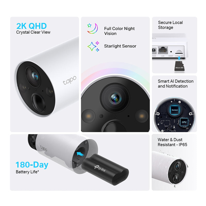 TP-LINK Tapo C420S2 4MP 2K QHD 3,18mm dnevna/nočna WiFi črno/bela brezžična zunanja nadzorna kamera 2 kom