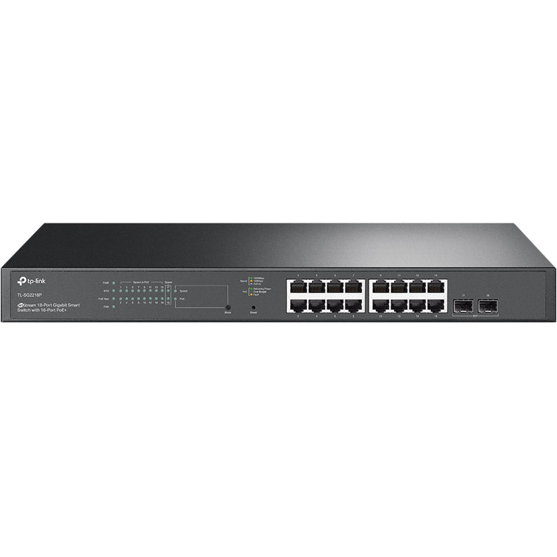 TP-LINK JetStream TL-SG2218P 18-portno 16x gigabitno PoE+ RJ45 2x gigabitno SFP pametno mrežno stikalo