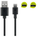 GOOBAY USB-C na USB-A 2.0 0,1m črn polnilni in sync kabel