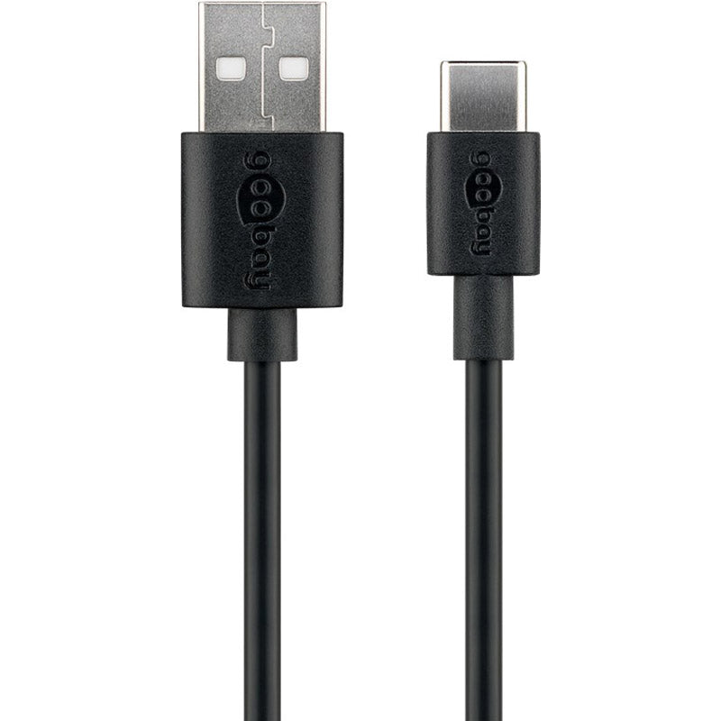 GOOBAY USB-C na USB-A 2.0 0,5m črn polnilni in sync kabel