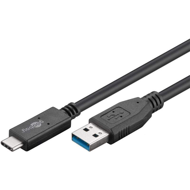 GOOBAY USB-A 3.0 na USB-C 0,5m 60W črn podatkovni polnilni kabel