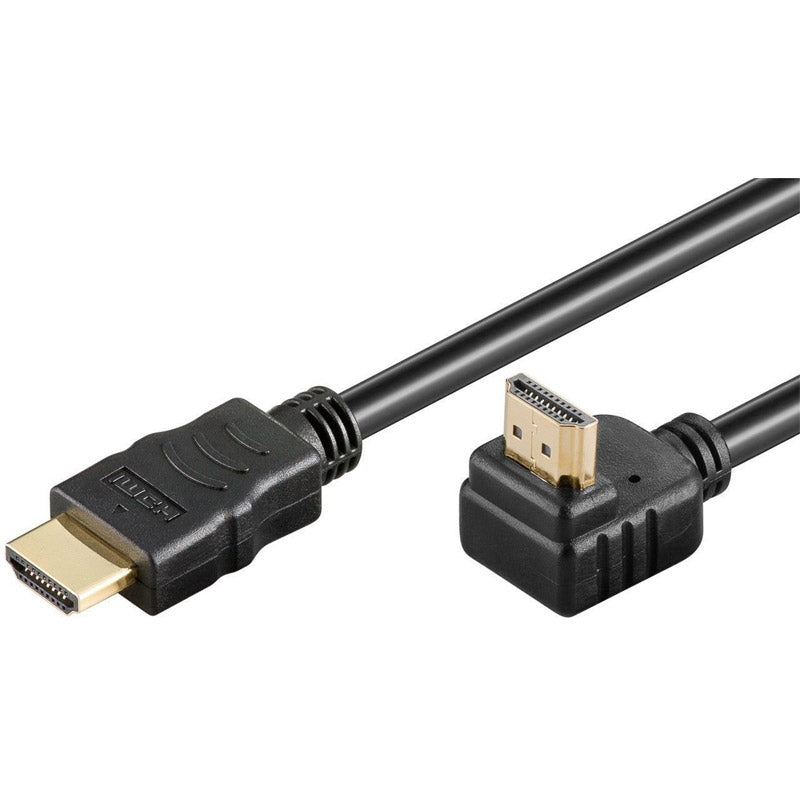 GOOBAY High Speed ​​HDMI (M/M) 2.0 4K 60Hz 5m kotni 90° z Ethernet pozlačen črn kabel