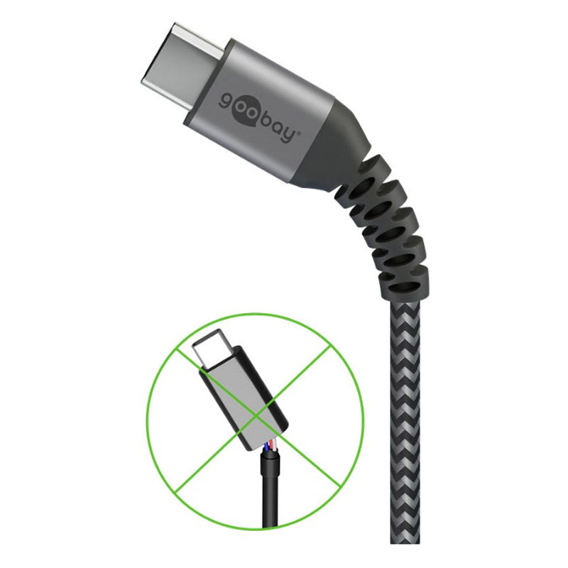 GOOBAY USB-C na USB-C 1m 60W črni napajalni in sync kabel