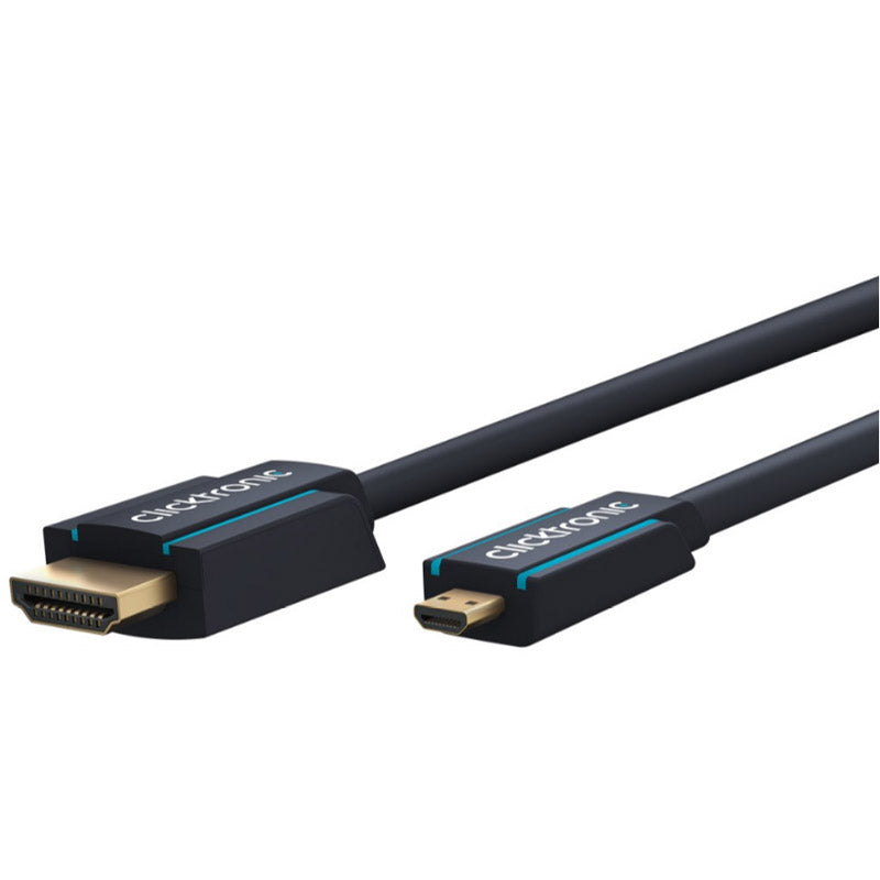 CLICKTRONIC High Speed ​​HDMI (M) na micro HDMI (M) 1.4 4K 30Hz 2m z Ethernet pozlačen črn kabel