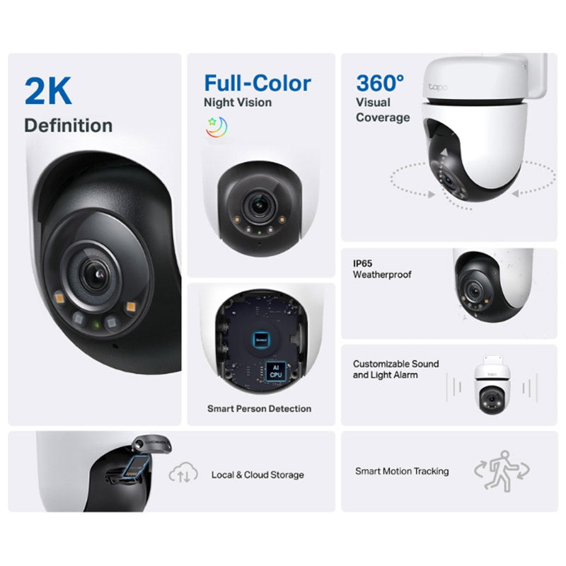 TP-LINK Tapo C510W 3MP 2K IP65 360° WiFi bela zunanja nadzorna kamera