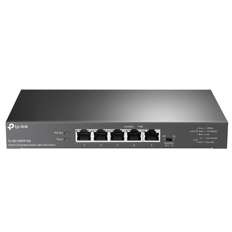 TP-LINK TL-SG105PP 5-portno 2,5Gbps (4x PoE++) RJ45 2x Gigabit SFP pametno mrežno stikalo