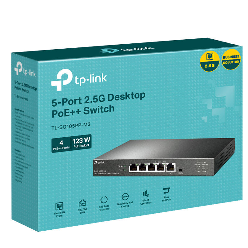 TP-LINK TL-SG105PP 5-portno 2,5Gbps (4x PoE++) RJ45 2x Gigabit SFP pametno mrežno stikalo