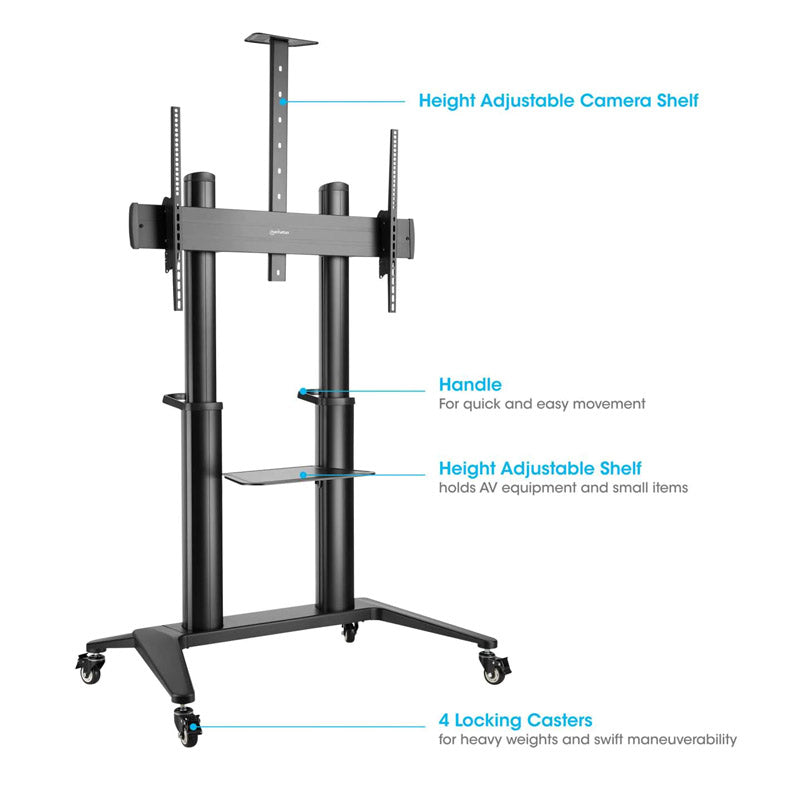 MANHATTAN 70" do 120" 140 kg monitor 10 - 5° nagib 90° rotacijski večnamenski voziček nosilec stojalo