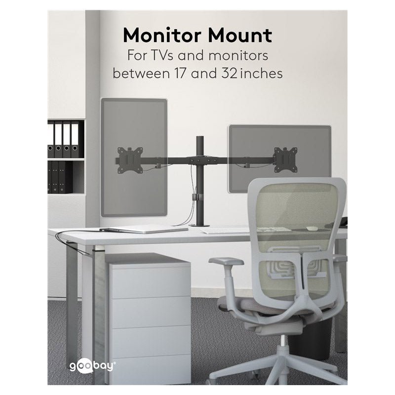 GOOBAY za 2 monitorja 17"- 32" 9kg FIX namizni nosilec