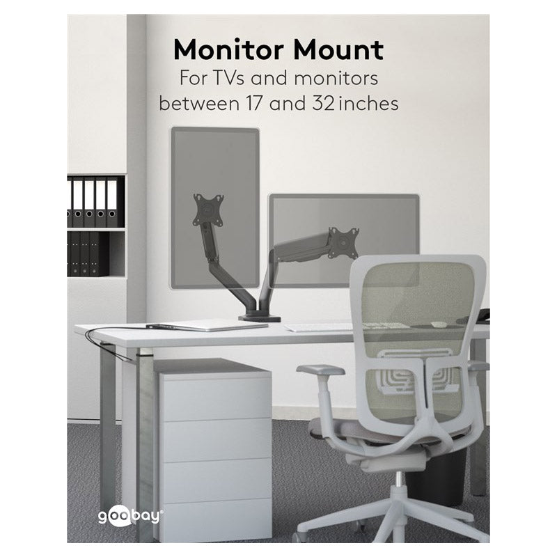 GOOBAY za 2 monitorja 17"- 32" 9kg plinska vzmet namizni nosilec