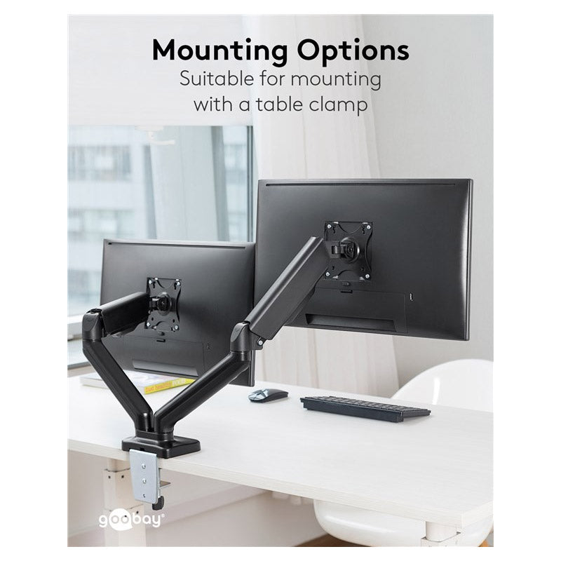 GOOBAY za 2 monitorja 17"- 32" 9kg plinska vzmet namizni nosilec