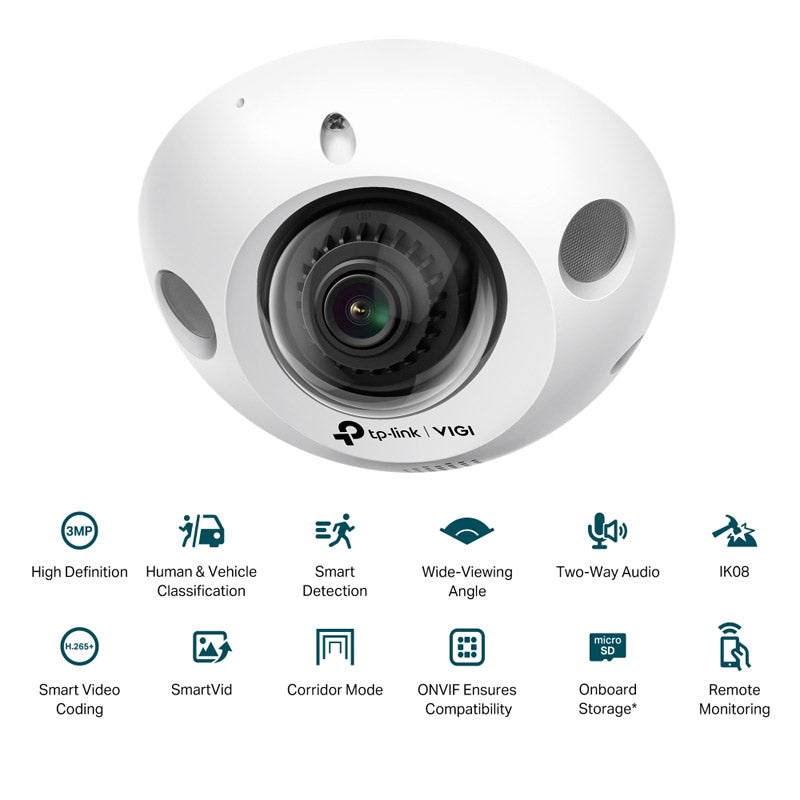 TP-LINK Vigi C230i mini 3MP (2,8mm) IR 2K bela DOME zunanja nadzorna kamera