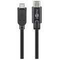 GOOBAY microUSB (Type B) na USB-C 1m črn prenos podatkov polnilni kabel