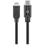 GOOBAY microUSB (Type B) na USB-C 1m črn prenos podatkov polnilni kabel