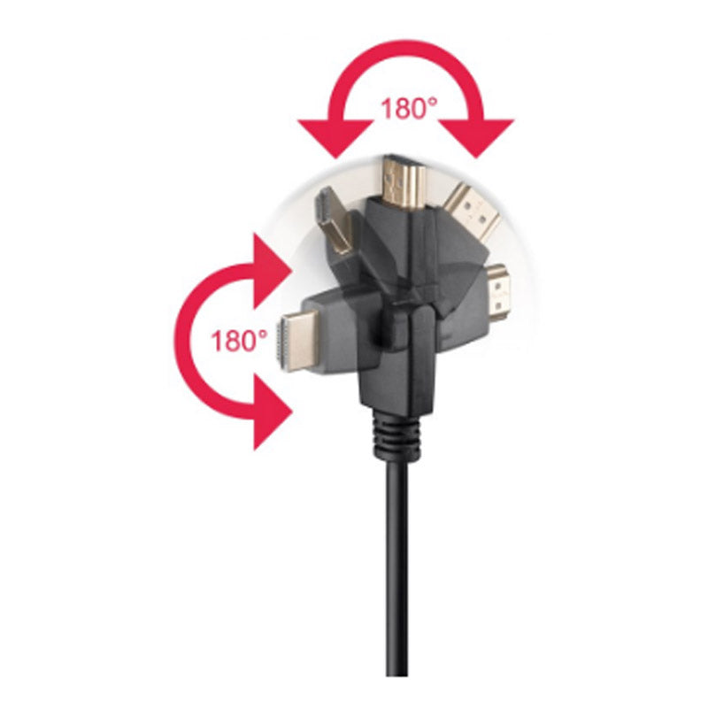 GOOBAY High Speed ​​HDMI (M/M) 2.0 4K 60Hz 2m 360° vrtljiv z Ethernet pozlačen črn kabel
