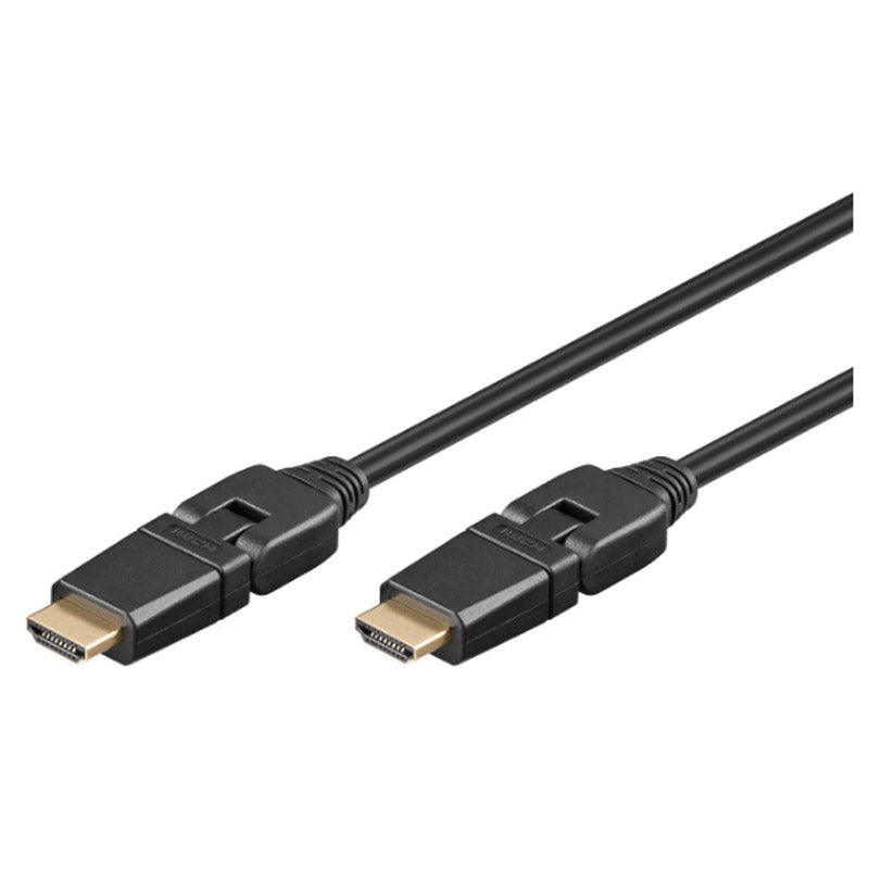 GOOBAY High Speed ​​HDMI (M/M) 2.0 4K 60Hz 2m 360° vrtljiv z Ethernet pozlačen črn kabel