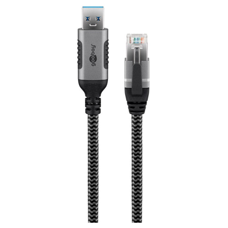 GOOBAY USB-A 3.0 na RJ45 2m CAT 6 črn/siv mrežni povezovalni kabel