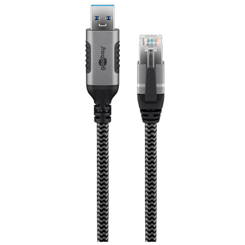 GOOBAY USB-A 3.0 na RJ45 5m CAT 6 črn/siv mrežni povezovalni kabel