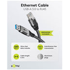 GOOBAY USB-A 3.0 na RJ45 5m CAT 6 črn/siv mrežni povezovalni kabel