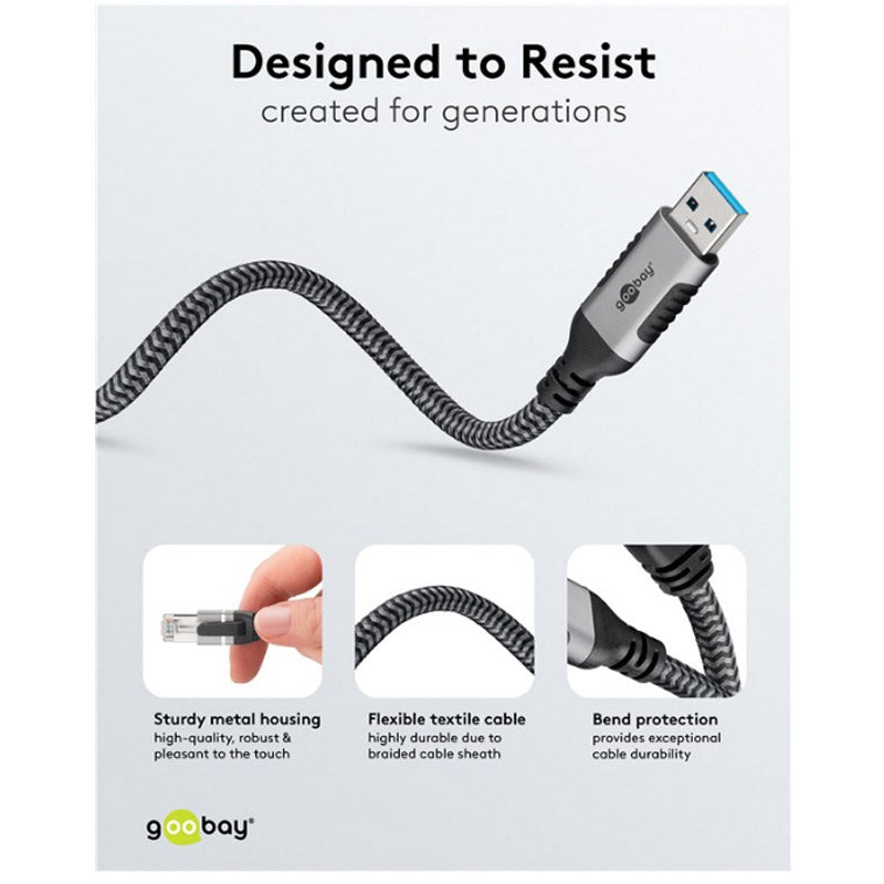 GOOBAY USB-A 3.0 na RJ45 5m CAT 6 črn/siv mrežni povezovalni kabel