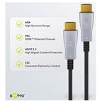 GOOBAY Optical Hybrid High Speed ​​HDMI (M/M) 2.0 4K 60Hz 50m z Ethernet AOC pozlačen črn Optični Hibridni kabel