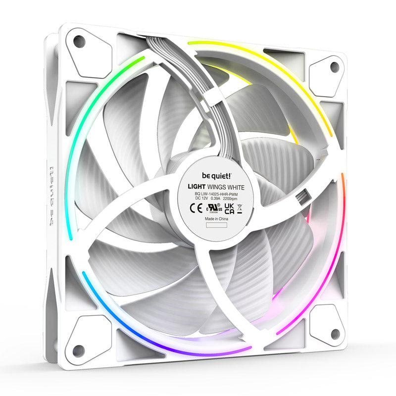 BE QUIET! LIGHT WINGS White High-Speed (BL103) trojni komplet RGB 140 mm 4-pinski PWM beli ventilator