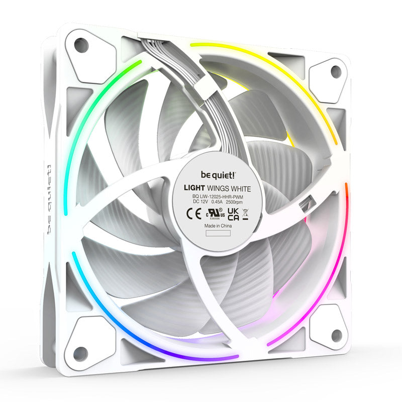 BE QUIET! LIGHT WINGS White High-Speed (BL100) trojno pakiranje RGB 120mm 4-pin PWM bel ventilator