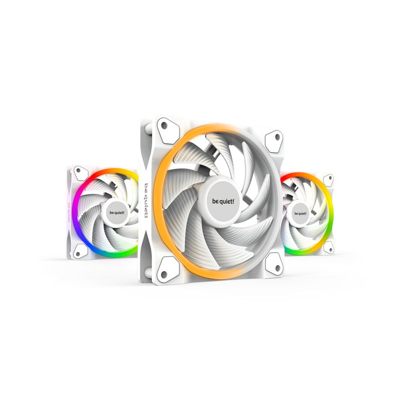 BE QUIET! LIGHT WINGS White High-Speed (BL100) trojno pakiranje RGB 120mm 4-pin PWM bel ventilator