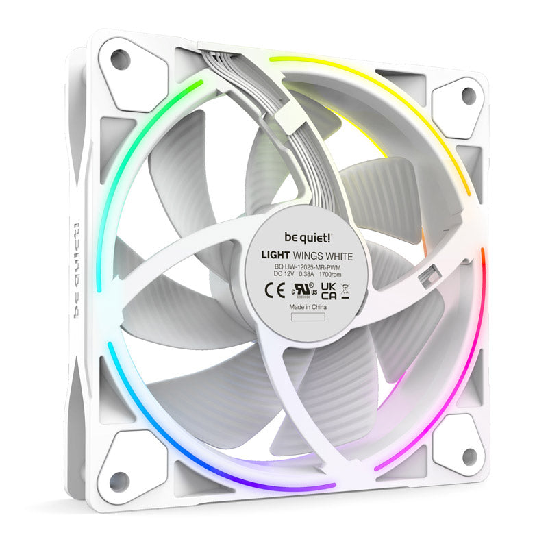 BE QUIET! LIGHT WINGS White (BL100) trojno pakiranje RGB 120 mm 4-pin PWM beli ventilator