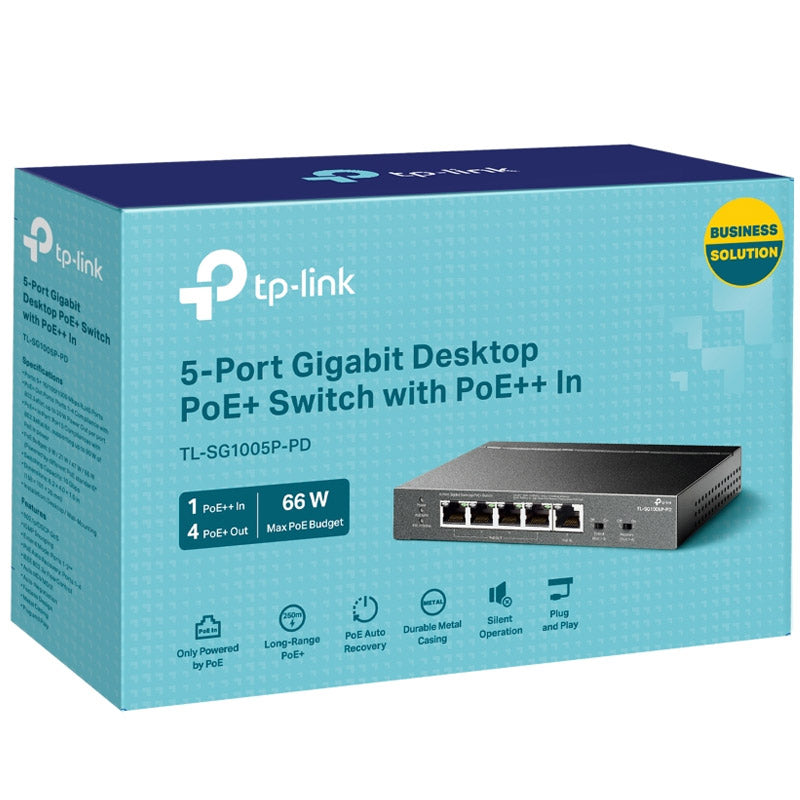 TP-LINK TL-SG1005P-PD 5-portno gigabitno (4xPoE+ 1x PoE++) RJ45 omrežno stikalo