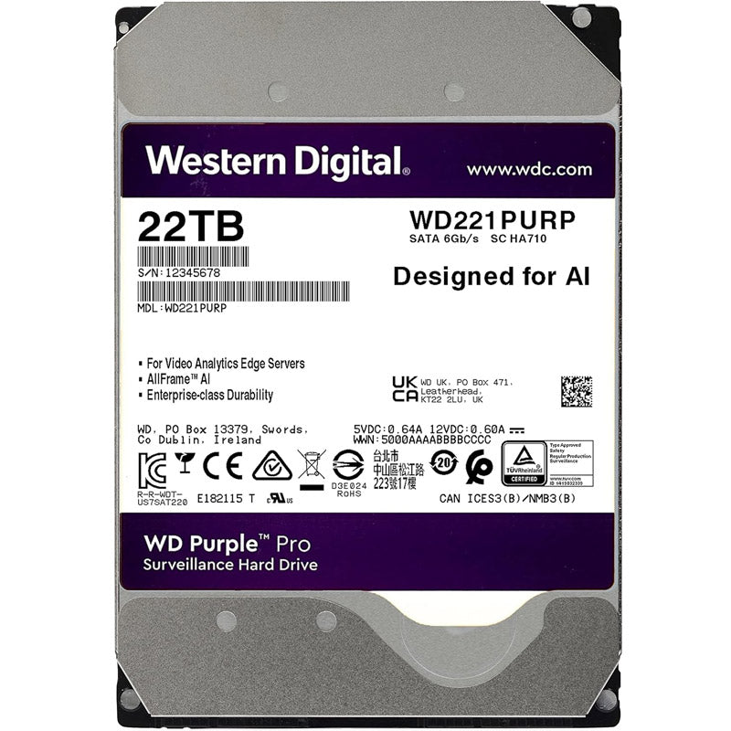 WD PURPLE PRO 22TB 3,5" SATA3 512MB 7200rpm WD221PURP trdi disk